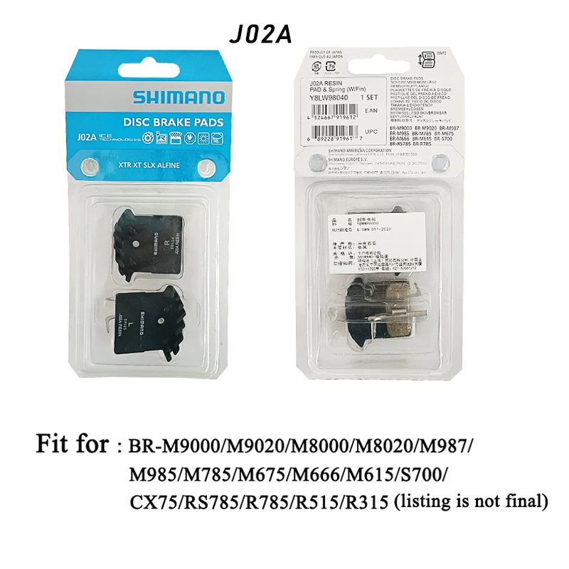 SHIMANO J02A J04C Bicycle Brake Pads Resin For M9000/M9020/M8000/M7000/M6000/M987/M985/M785/M675/M666/M615 MTB Mountain Bike