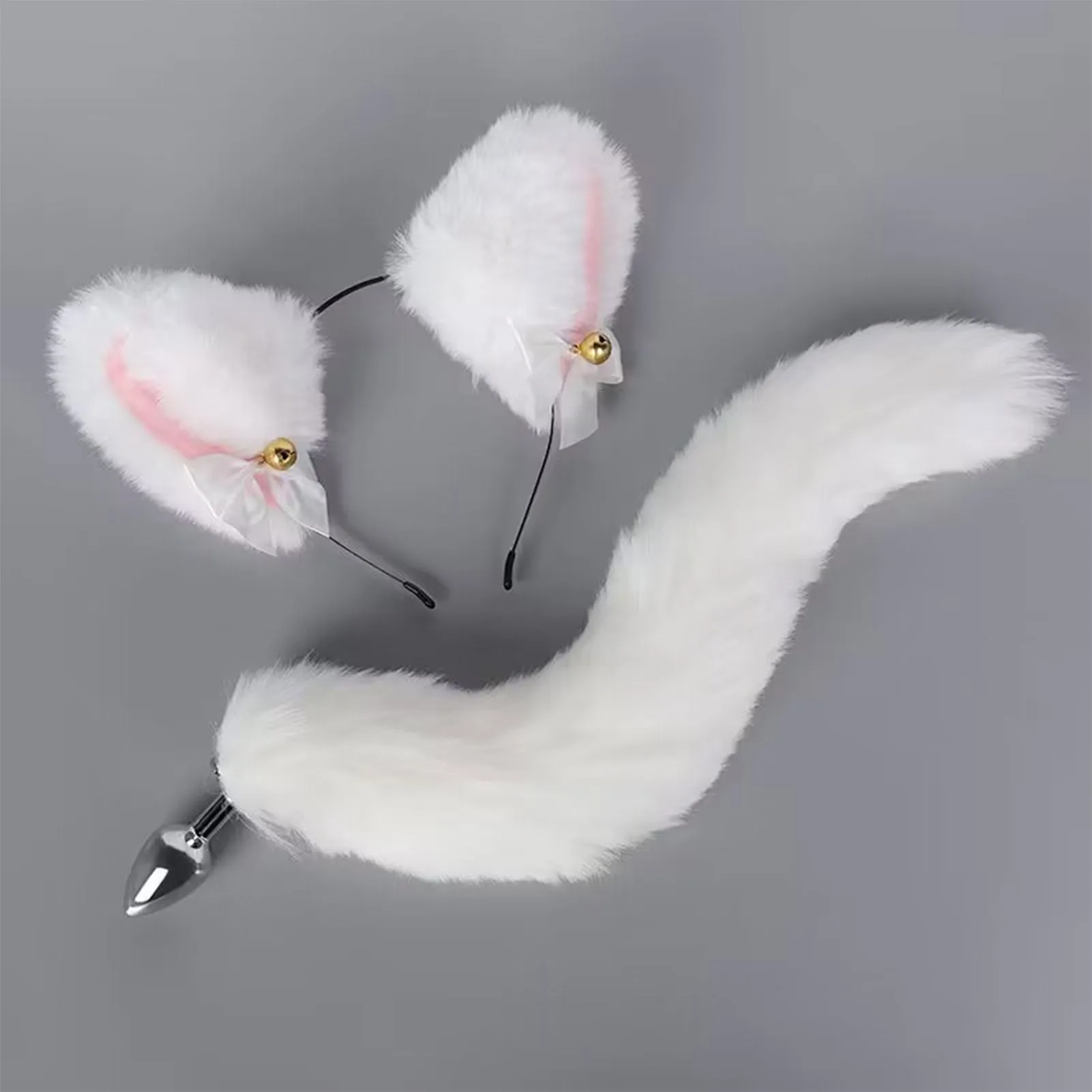 Lovely Cat Ear Hairband Little Bell Hairband with Sexy Tail Butt Plug for Easter Party Costume Accessories