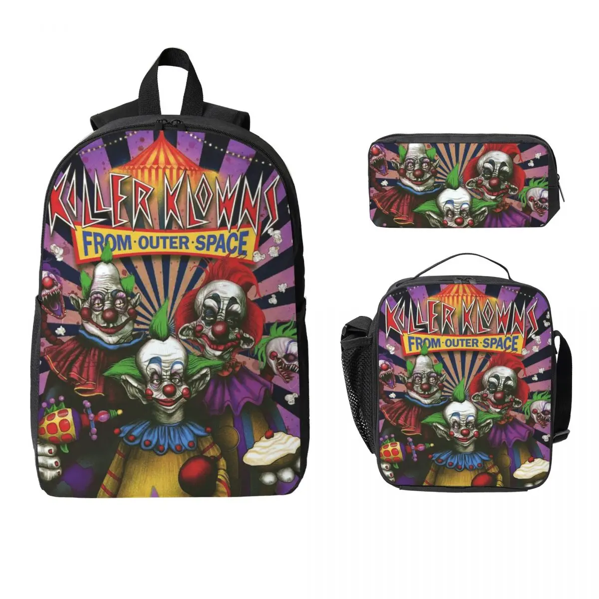 

Killer Klowns From Outer Space Backpack Boys Girls BookBag School Bag Computer Shoulder Bags 3ps Insulated Lunch Bag Pencil Case