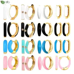 925 Sterling Silver Needle Cute Colorful Enamel Hoop Earrings for Women Fashion Earring Hoop Party Trend Jewelry Premium Gift