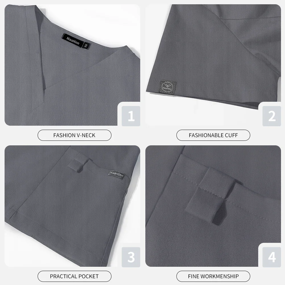 Unisex Medical Uniform ขายส่ง V คอเสื้อ Jogger กางเกงทันตแพทย์ชุดขัดยืดผ่าตัด Workwear สัตว์เลี้ยง Vet Doctor ชุดพยาบาล