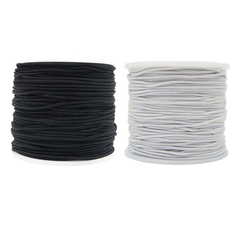 1.5mm/1.2mm/1mm/0.8mm Round Cylindrical Elastic Cord Round Cylindrical Core-spun Sewing Accessories Hats/Beading Craft Supplies