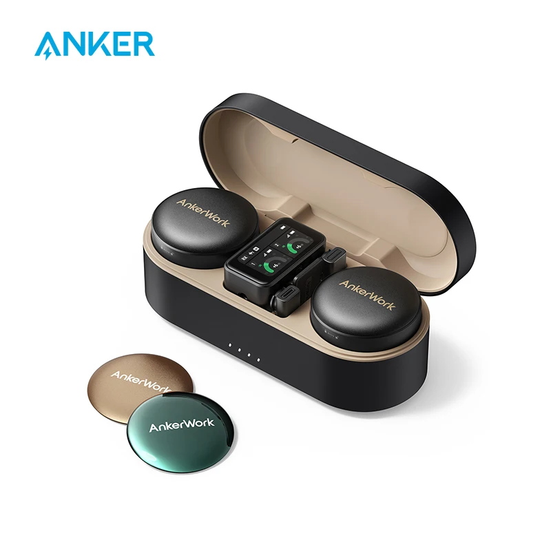 AnkerWork M650ไร้สายไมโครโฟนสายคล้องคอ,Pro Noise Cancellation, Swap แม่เหล็กที่มีสีสันครอบคลุม,2-Channel คุณภาพรถกระบะ