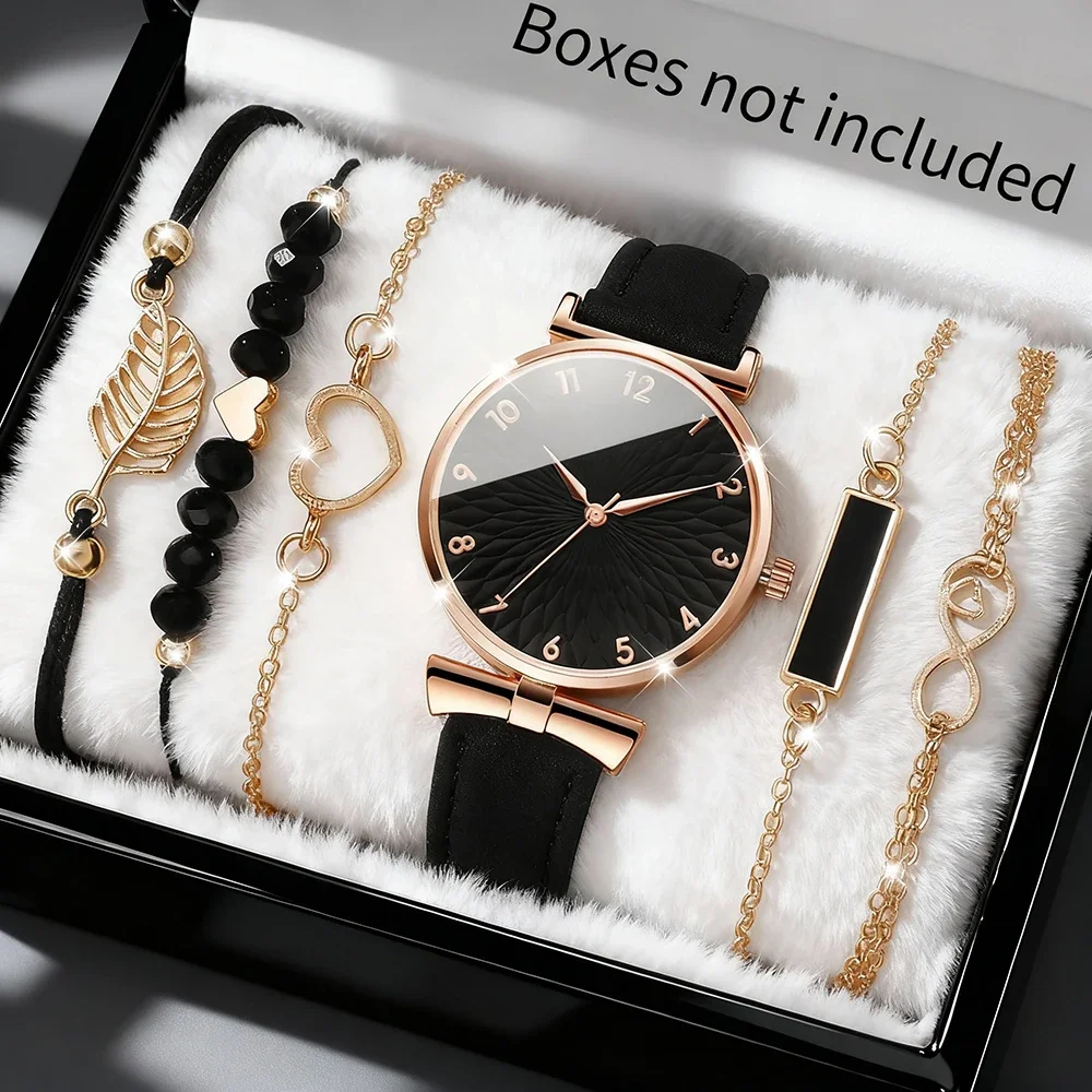 1pc fashionable and elegant women's quartz watch+5pc accessory combination set is the best choice for gift giving