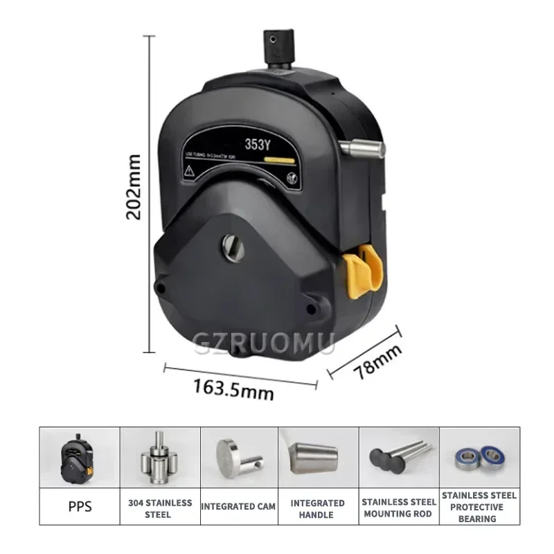 353Y Peristaltic Pump Head Easy Install Large Flow & Injection Technics Peristaltic High Strength Pump Head 12L/min