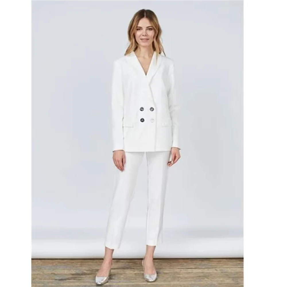 Slim Fit Women's Suit Business Pant Sets for Women Plus Size Blazer+Ninth Pants for Work Pantsuit for Wedding Party