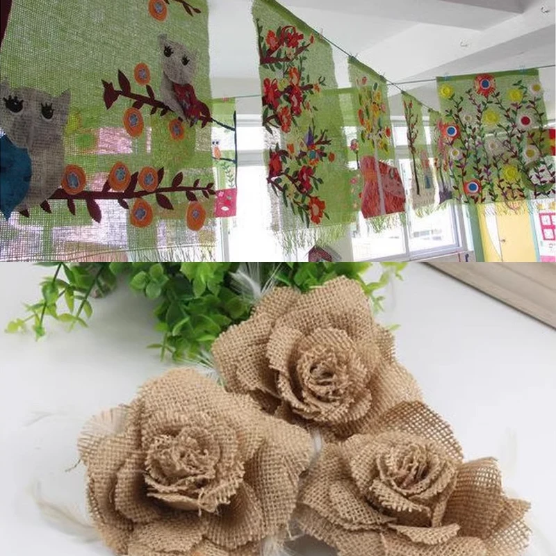 48x50/500cm Solid Colored Linen Fabric For Handmade DIY Christmas Decoration Creating Corridor Environment Hanging Decorations