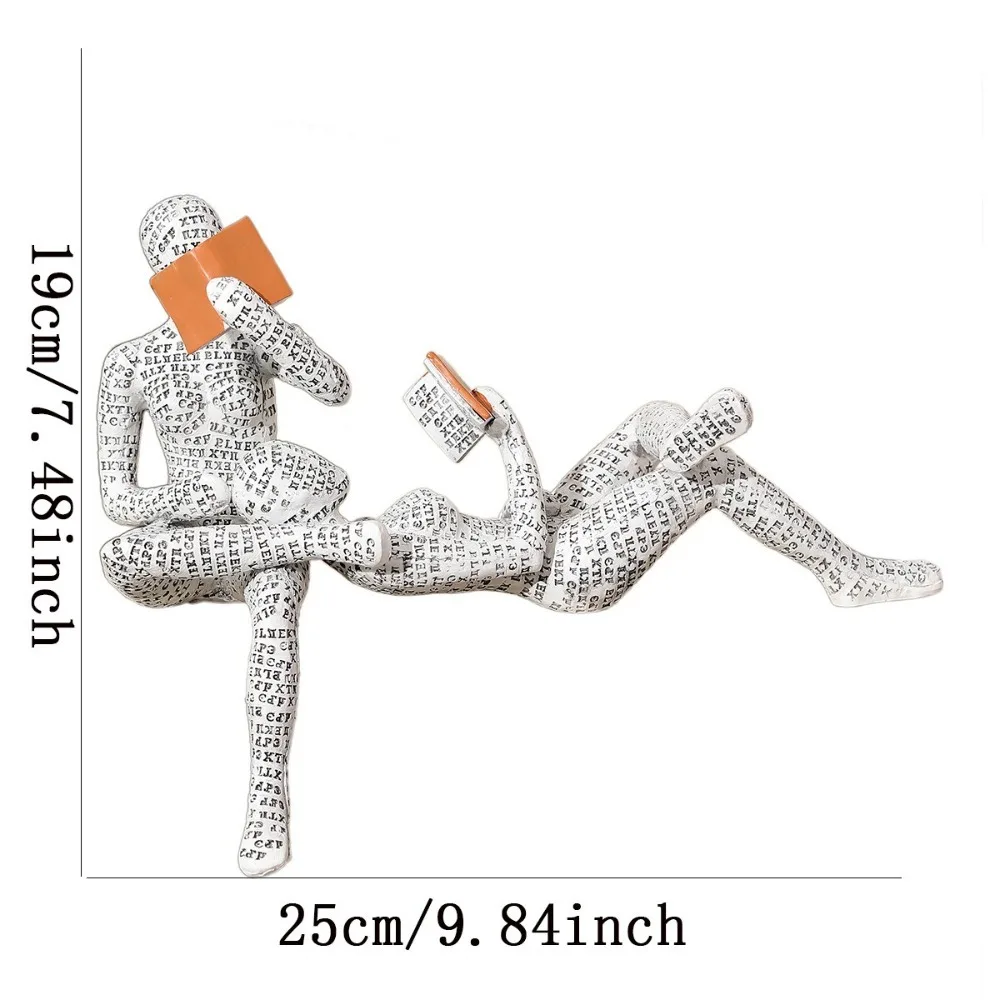 Mini Reading Woman Figurine Thinker Style Nordic Modern Abstract Sculptures Simple Resin Art Sculpture Desktop Decoration
