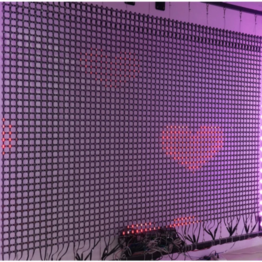 Flexible LED Pixel Mesh Curtain Screen P40mm RGB Video Wall for Outdoor Video Display, Facade Building, Stage and DJ Light