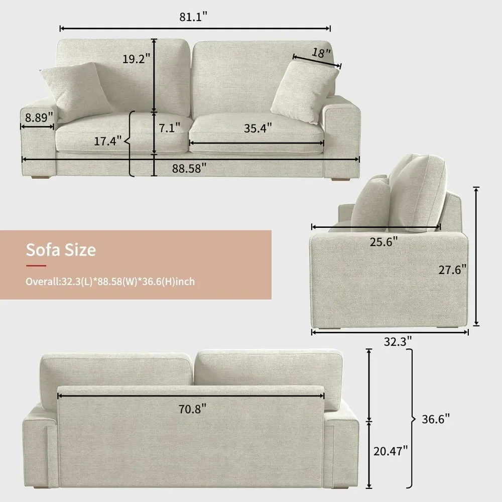 Living Room Chenille Recliner Sofa Small Sofa,loveseat Sofa,Removable Sofa Cover Space Spring Cushions and Solid Wood Frame