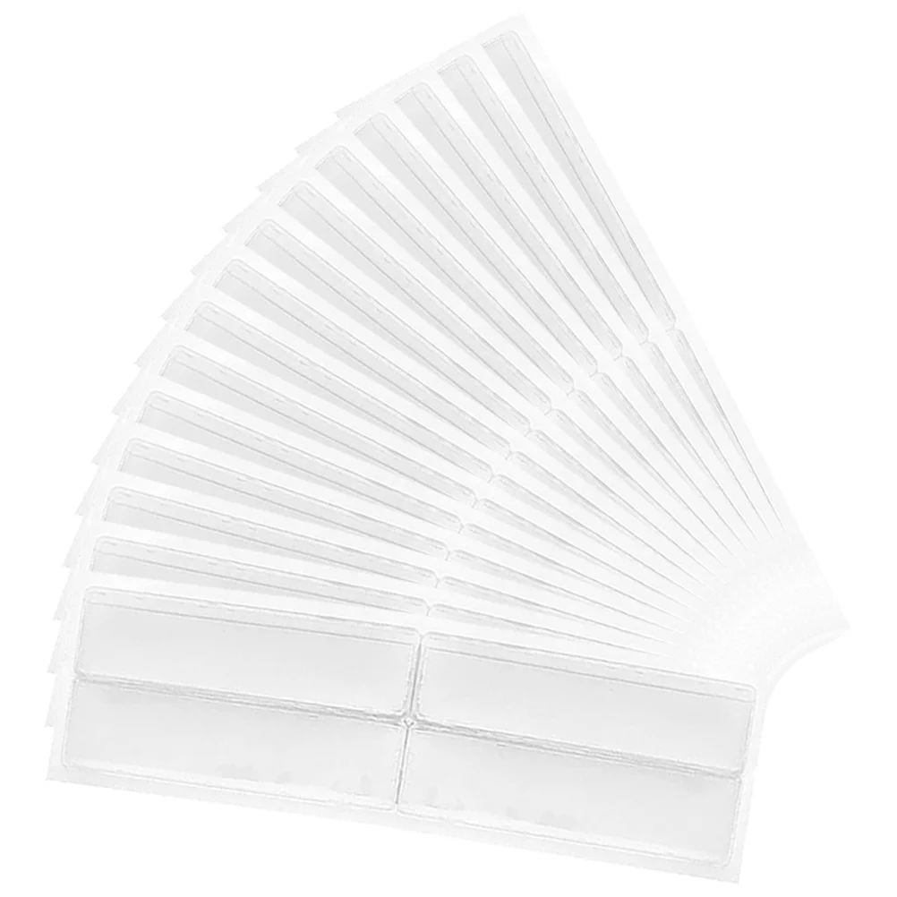 4 Sheets Labels Waterproof Self-adhesive Transparent Shelf Storage Classification Pvc Sticker Office Shelves Card Pockets Set