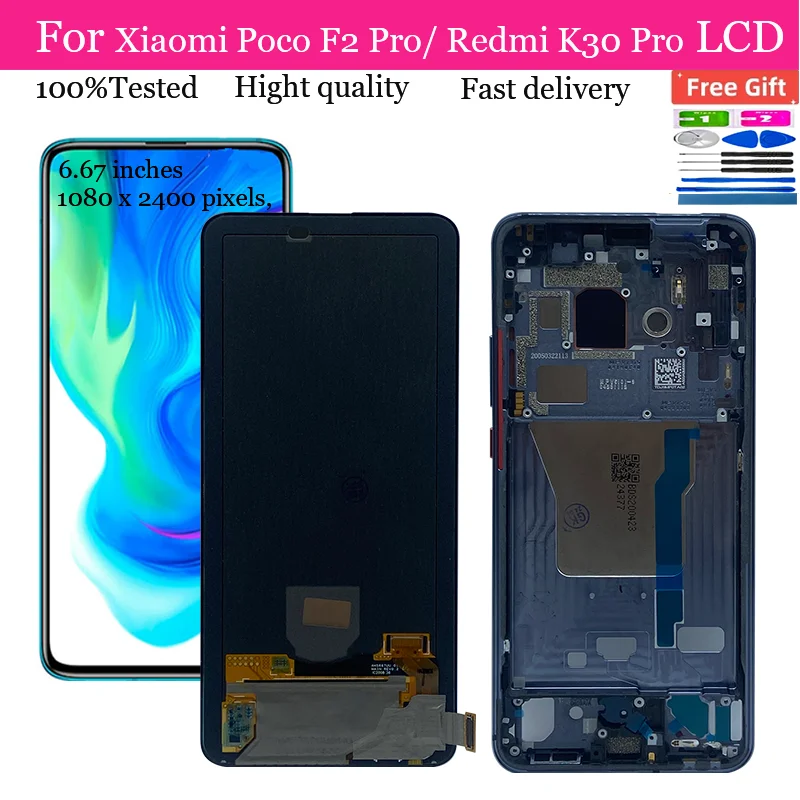 6.67''AMOLED For Xiaomi Redmi K30 Pro / Poco F2 Pro M2004J11G LCD Display Touch Screen Digitizer Assembly Replacement