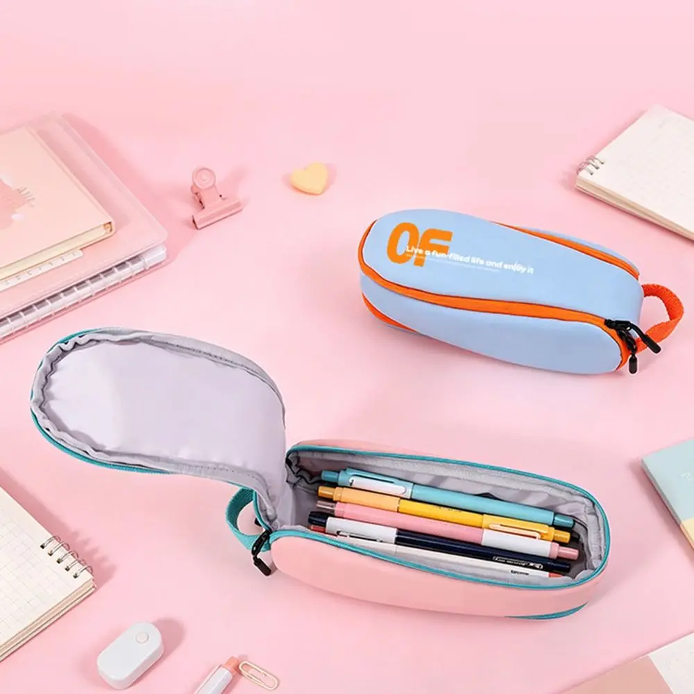 Portable Back To School Pen Bag Macaron Color Nylon Pencil Case Fresh Creative Pen Box School Office
