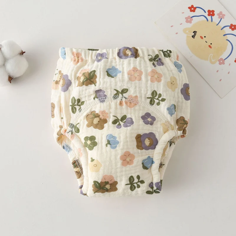 New Fashion Unisex Baby Toilet Training Pants with 6-Layer Crotch Reusable Washable Cotton Cloth Diaper Nappy Underwear for kids