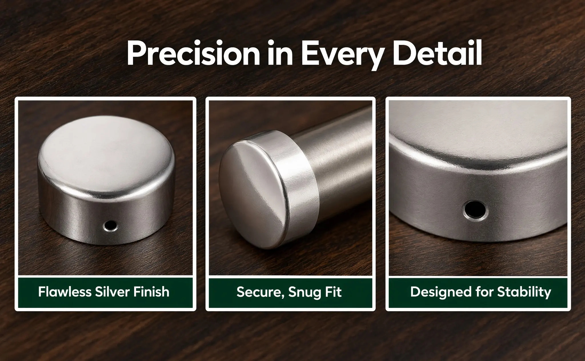 Stainless Steel Handrail End Caps 2 Pieces Round Hole Plugs for Wood Rail Fittings Protective Covers