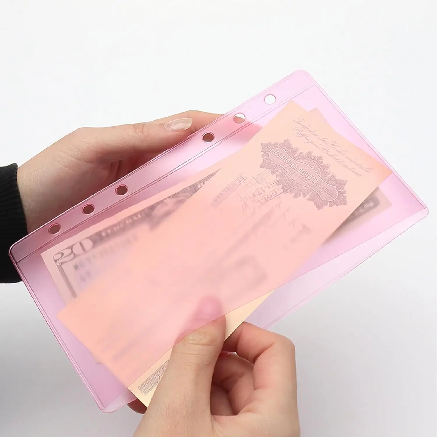 New A6  Binder Pockets 6pcs Colorful PVC Waterproof Binder Pouches 6 Holes Zipperless Side Open Cash Budget Envelopes