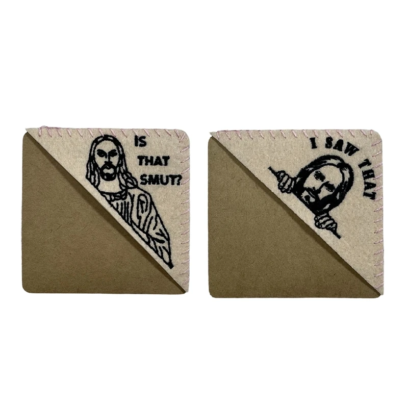 Is That Smut - Peeking Jesus Embroidered Felt Triangle Page Stitched Corner Bookmark - Book Lover Gift B 1 PCS