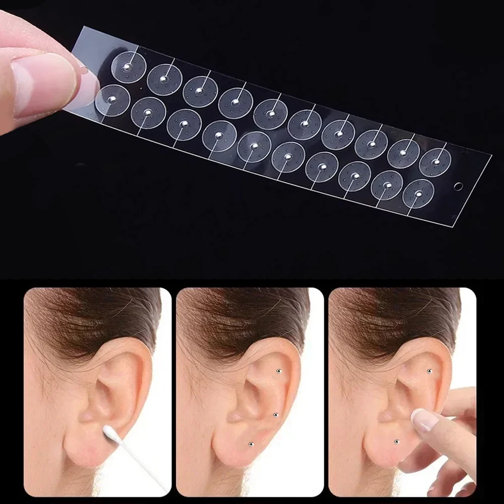 200pcs Gold+Silver Ear Care Acupuncture Auricular Ear Stickers Massage Therapy Needle Patch Auricular Auriculotherapy Acupoint