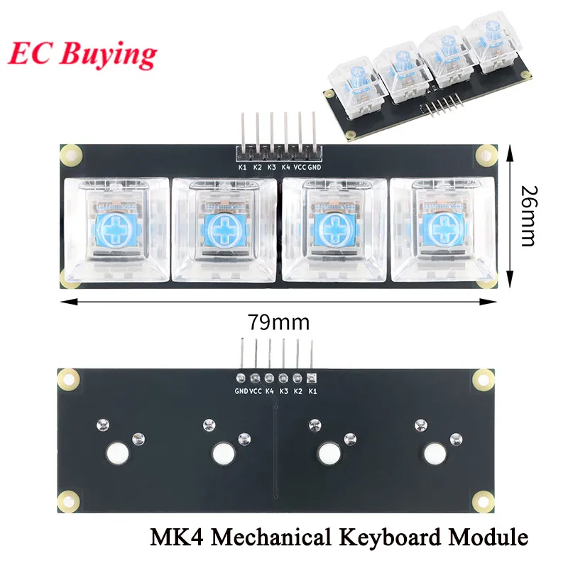 MK4 Mechanical Keyboard Module 4-Key Four Independent Triggers Output Low Level 3.3V 5V for Arduino