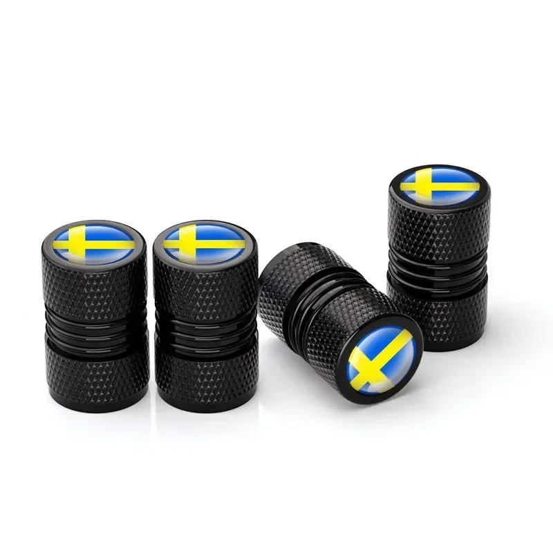 4pcs/lot Aluminum Alloy Sweden Flag Emblem Car Wheel Tire Valve Cap Tyre Air Caps For Volvo V70 XC60 S60 V60 V40 Accessories