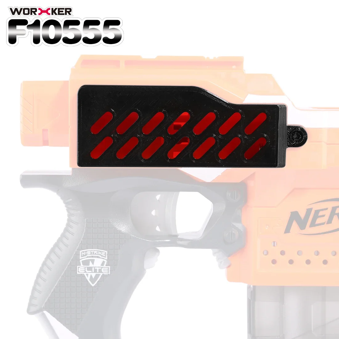 WORKER f10555 3D-gedruckte erweiterte Batterieabdeckung für Nerf Stryfe Schwarz Orange