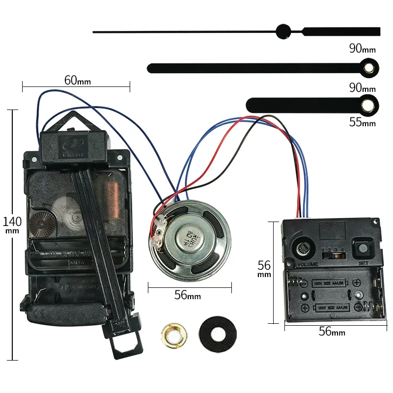 Musical Chime Pendulum Clock Movement with Speaker Control Box 36mm 46mm Hands DIY Wall Clock Repair Replacement Parts Kit