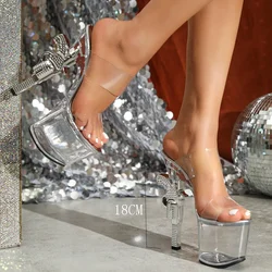 Summer Women's Special-shaped Gun High heels Sandals Transparent Platform Slippers 14cm 18CM Sexy Wedding Shoes Drop Shipping
