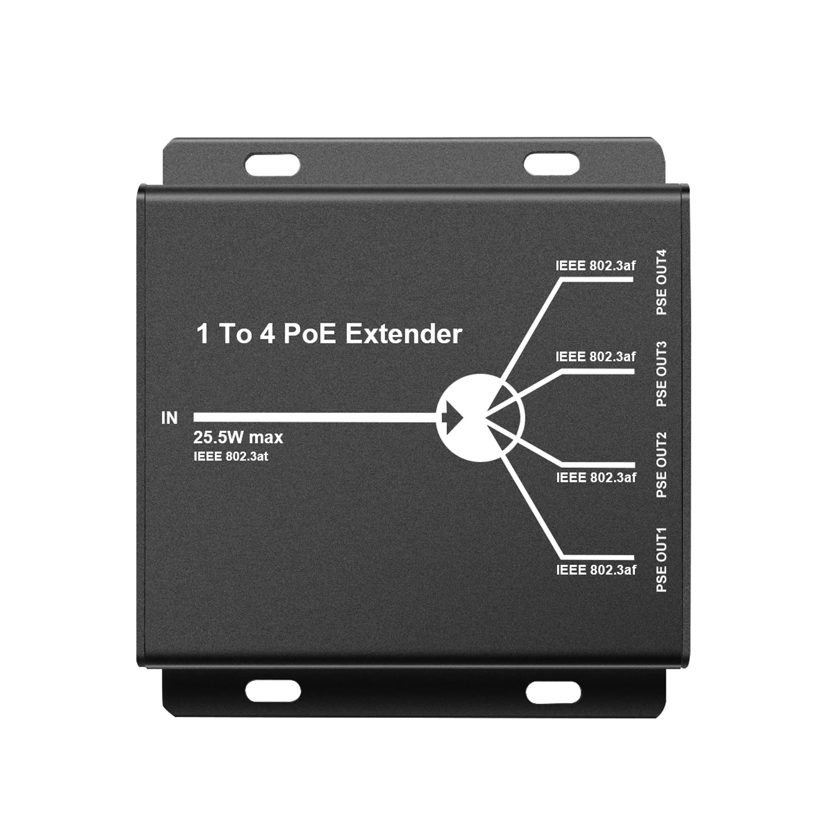 4 Port IEEE802.3Af PoE Extender for IP Camera Extend 120M Transmission Distance with 10/100Mbps LAN Ports 4 POE Extender