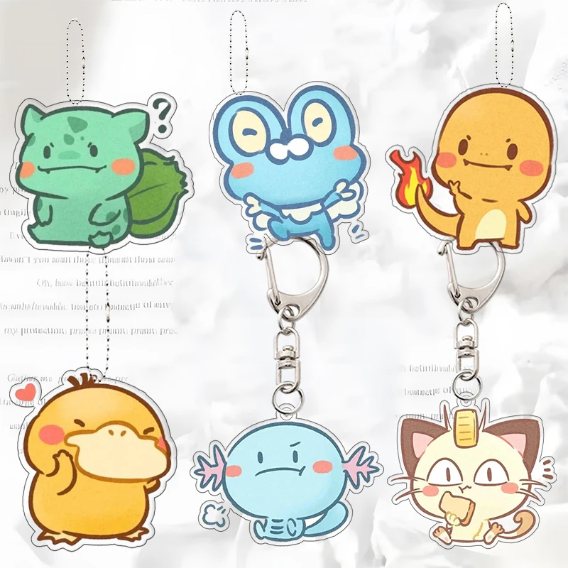 

Q версия карманный брелок Monster Meowth kawaii студент аниме мультфильм посылка украшения Squirtle Psyduck брелок для ключей праздничный подарок