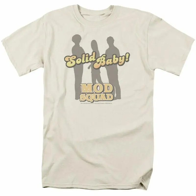 Camiseta sólida The Mod Squad para hombre con licencia de bebé, Logo de TV clásico, color crema