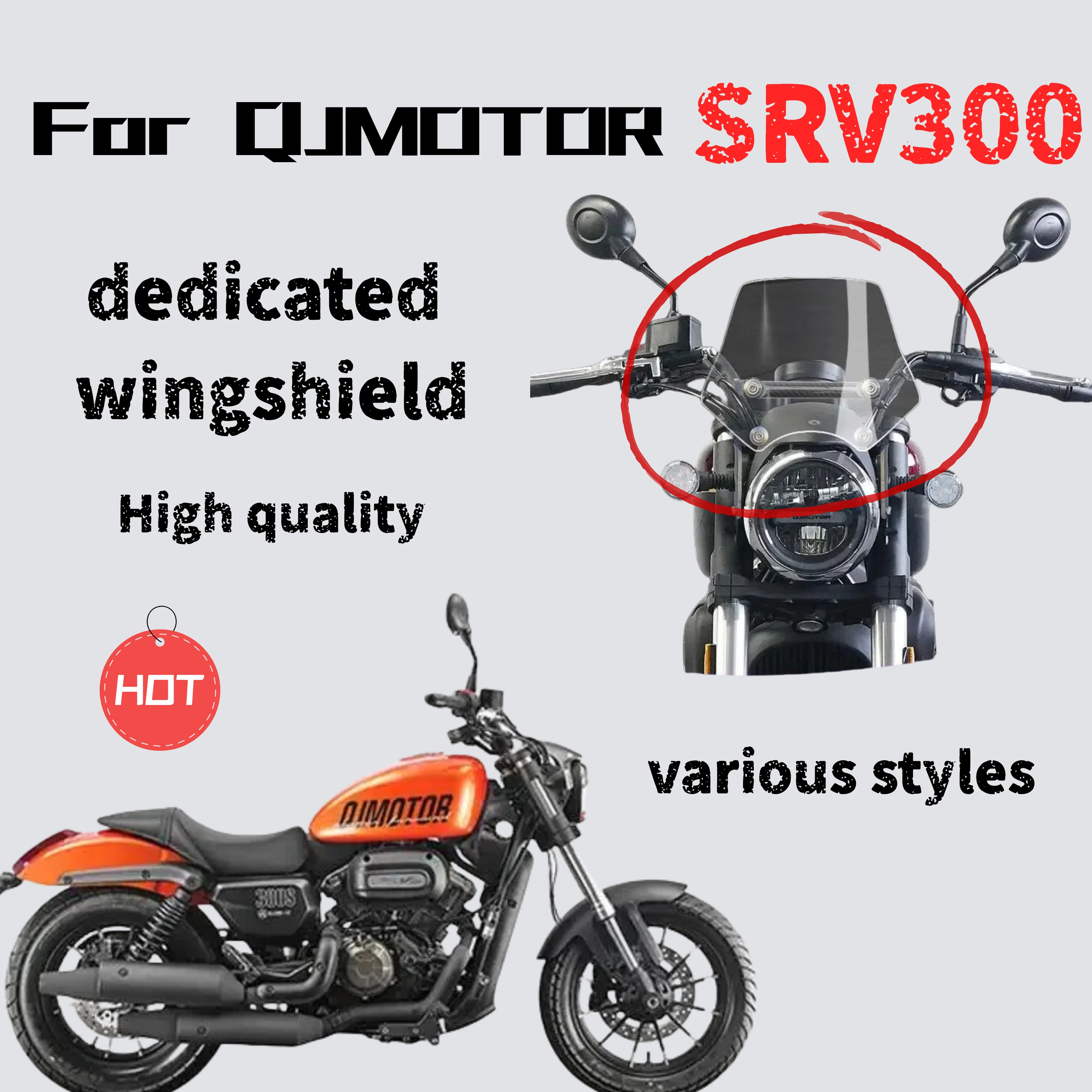 For QJMOTOR SRV300 Windshield Accessories Retro Small Windshield Special Car Dedicated Modified Bracket