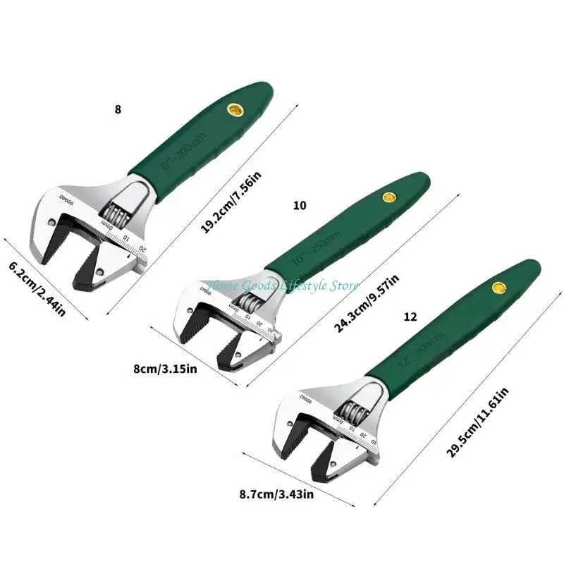 Carbon Steel Adjustable Wrench with Comfortable Handle rusts Resistant Spanner 3 Size for Household Professional DIY Use