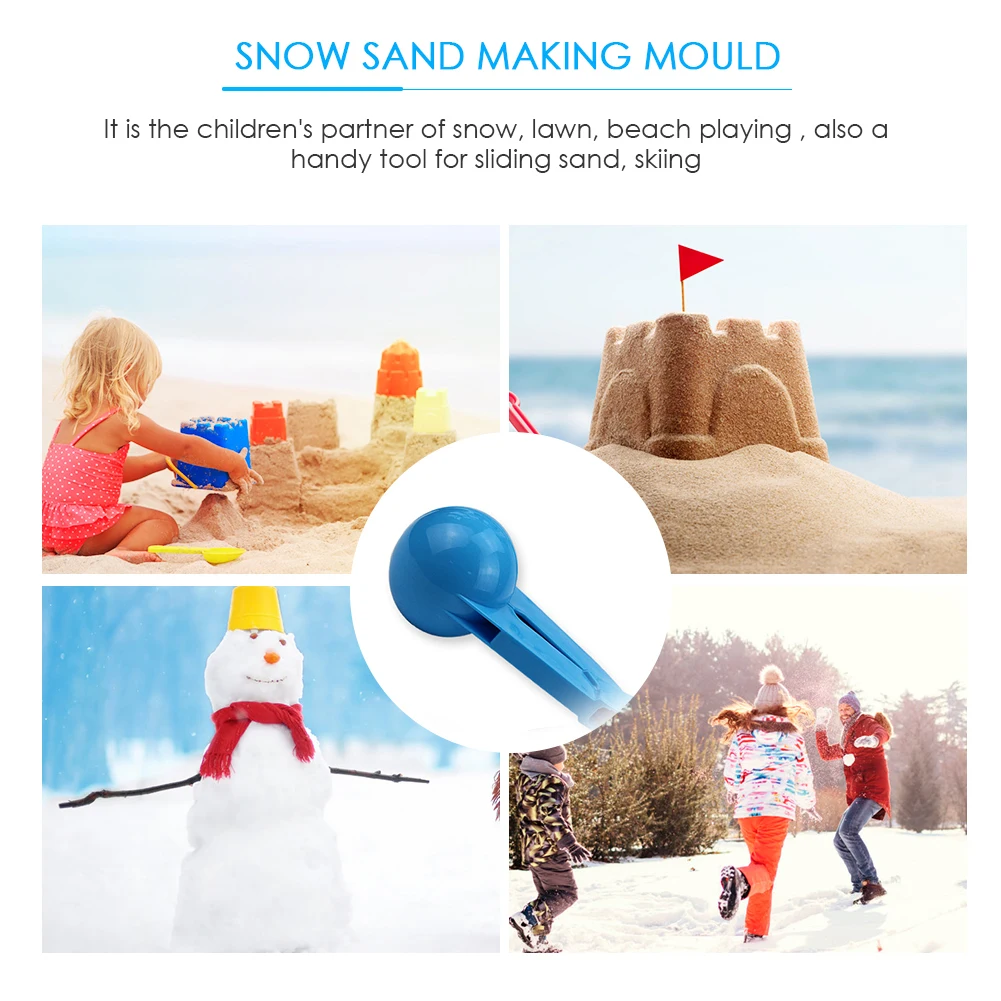 Clip per palle di neve a forma rotonda 3D per bambini Strumento per stampi per sabbia da neve invernale in plastica per esterni per lotta con palle di neve Sport divertenti all'aria aperta