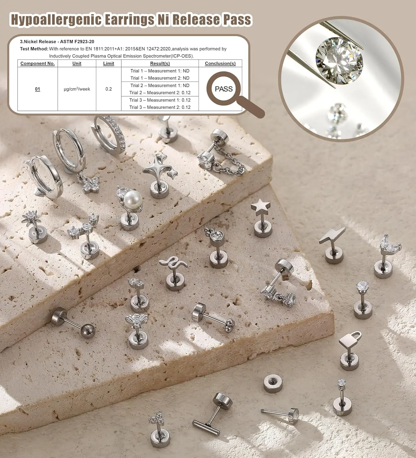 ボビスティ 敏感な耳のためのイヤリング 1個 サージカルステンレス製イヤリング 女性用 細身のフラットバックイヤリング スタッドフープ軟骨用