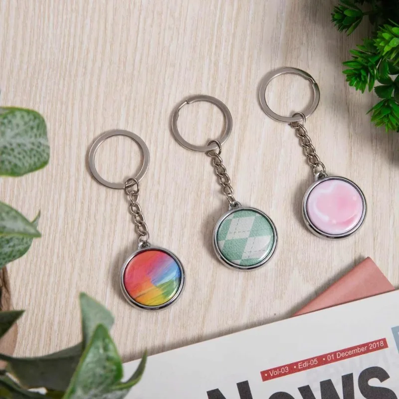 

100 Sets of Metal Button Maker Supplies for Metallic Double-Sided Keychain Parts for Hand Press Round Badge Craft