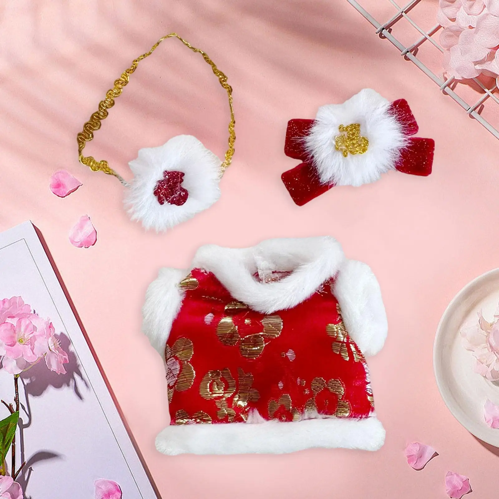 

Plush Doll Clothes for 15cm-17cm,Doll Clothing Fashion Cosplay Dress up Cartoon Soft Doll Outifit Doll New Year Costume