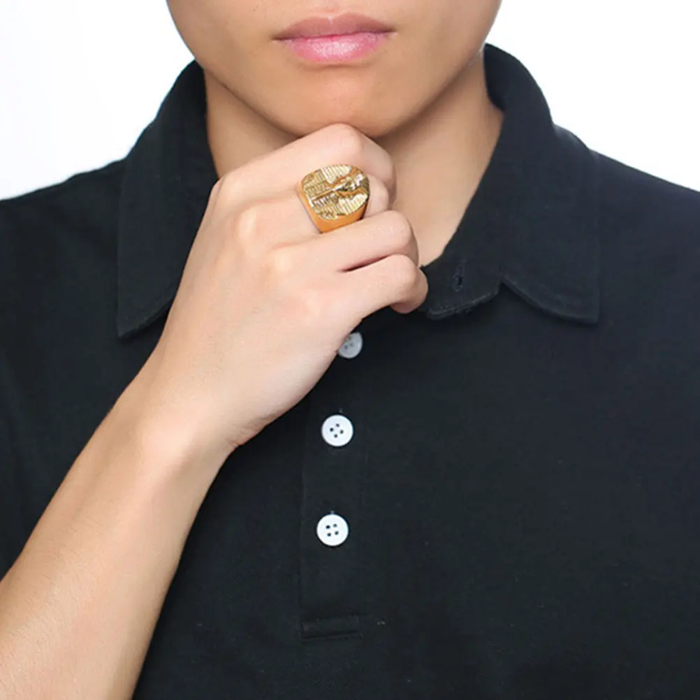 

Golden Men's Retro Stainless Steel Egyptian Pharaoh Decor Festival Accessories Jewelry for Men Male Ring