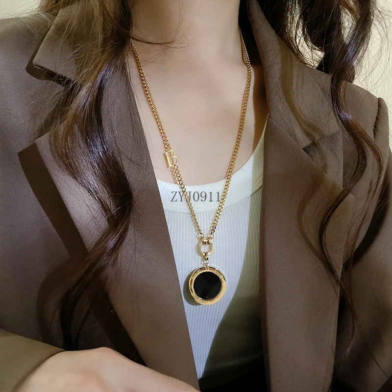 قلادة من الفضة الاسترليني للسيدات، سترة طويلة رقمية عصرية، تصميم فاخر وخفيف الوزن