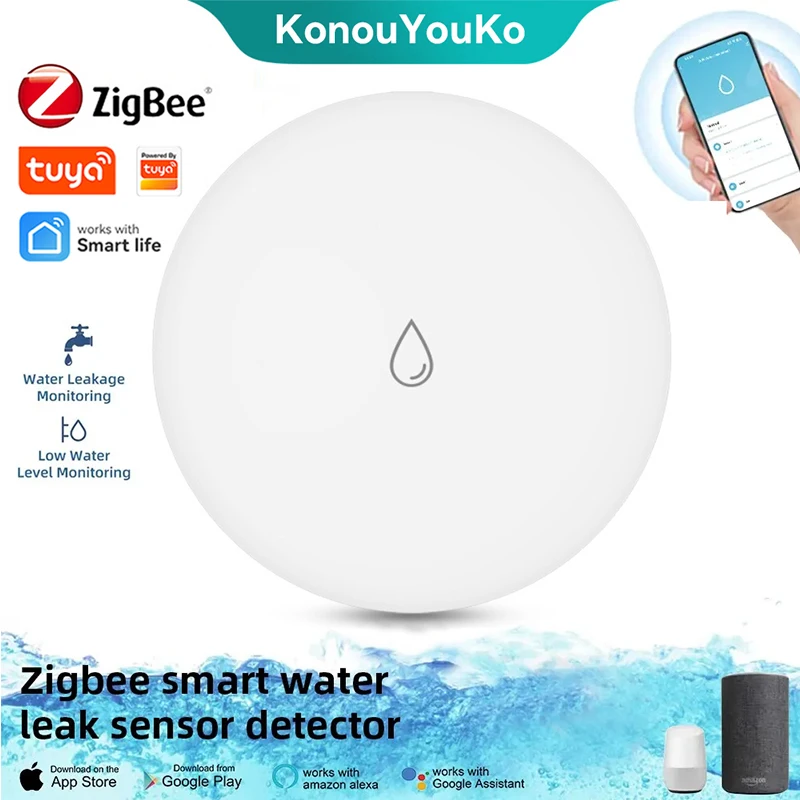 

Tuya ZigBee Water Leak Detector Water Immersion Sensor Leakage Smart Home Automation Alarm Smart Life App Remote Monitoring