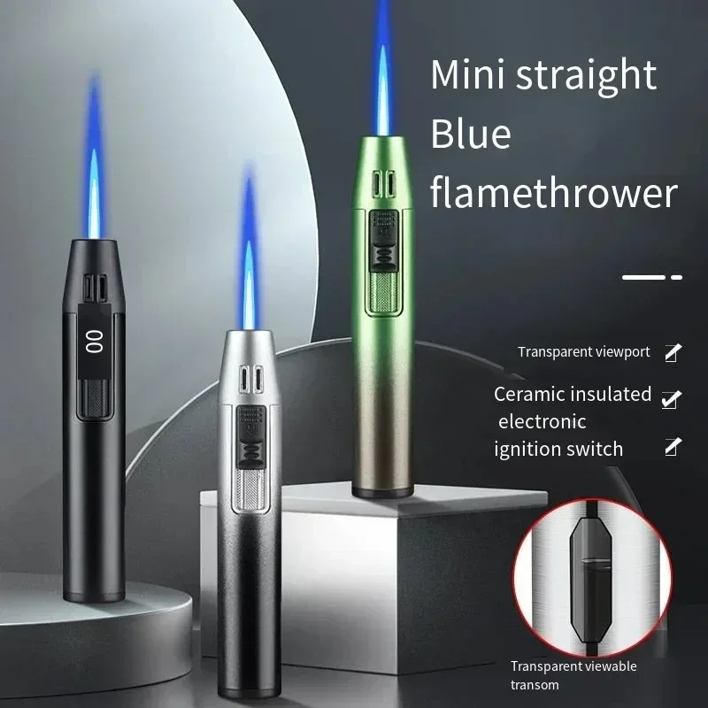 

Новая мини-зажигалка с прямым поджигом, металлическая, мощная, бутановая, для наружного использования, ветрозащитная, аксессуар для сигарет