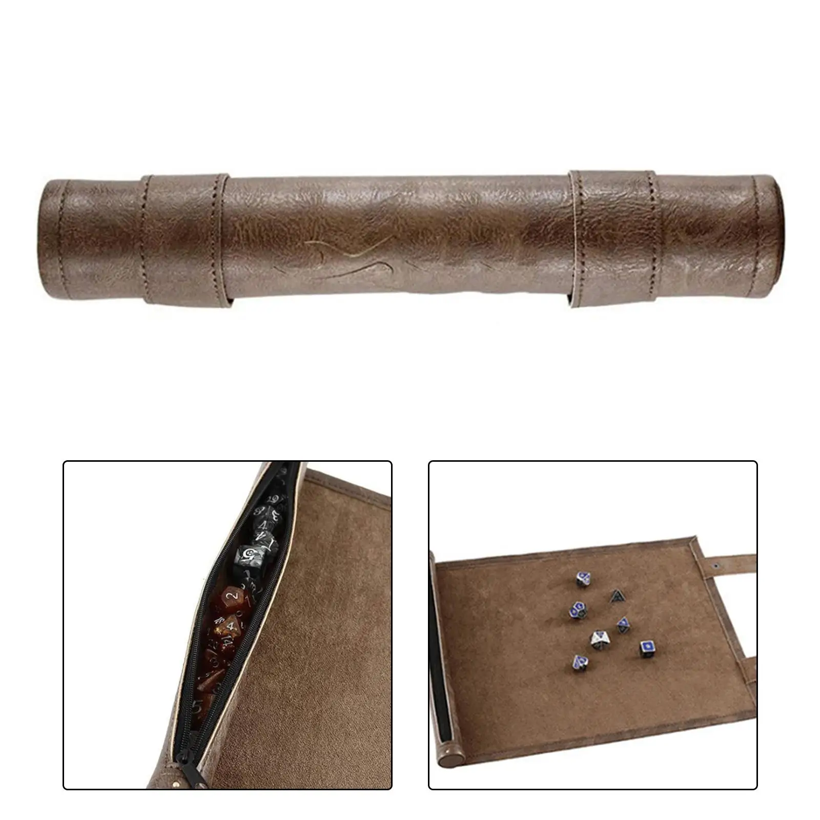 Tapis de plateau à dés pliant, organiseur avec pochette à fermeture éclair, sac en cuir PU Portable pour jeu de Table de noël en plein air