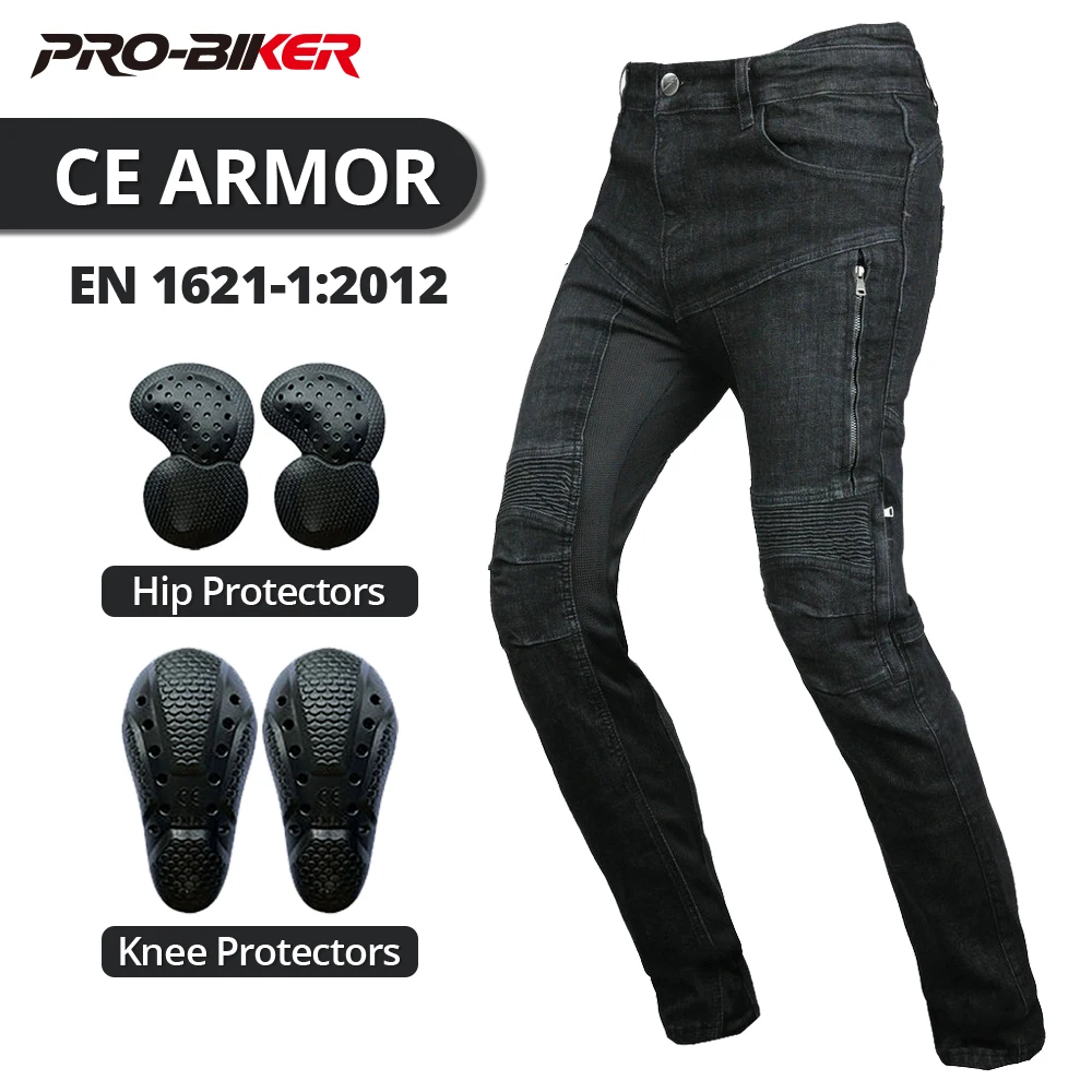 

Four Seasons Motocross Pants Wear-Resistant Anti-fall Motorcycle Riding Pants Windproof Motorbike Jeans Built-in Protective Gear