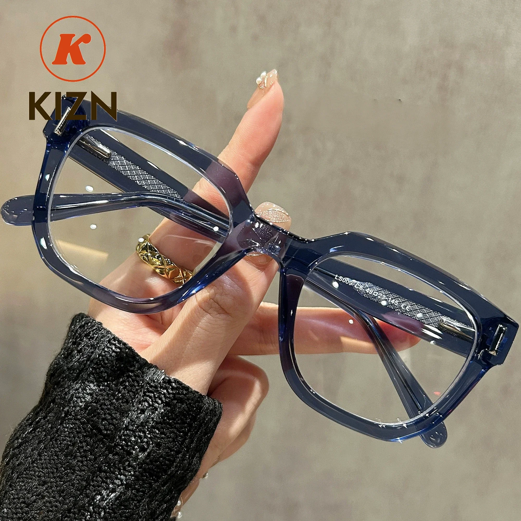 

KIZN Fashion Light Prescription Glasses Men Women Optical Photochromic Square Anti Blue Myopia Progressive Customized Christmas