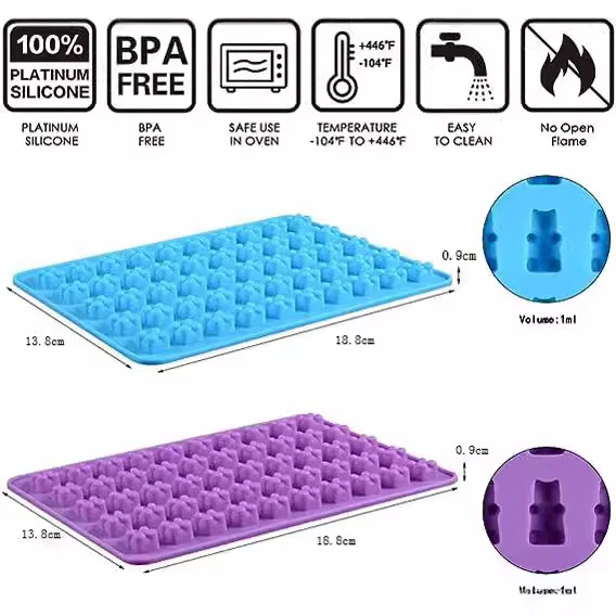 50-ogniwowa forma Gummy Bear formy silikonowe ciasto z zakraplaczem krówka czekoladowe cukierki formy DIY narzędzia do dekoracji pieczenia ciasto