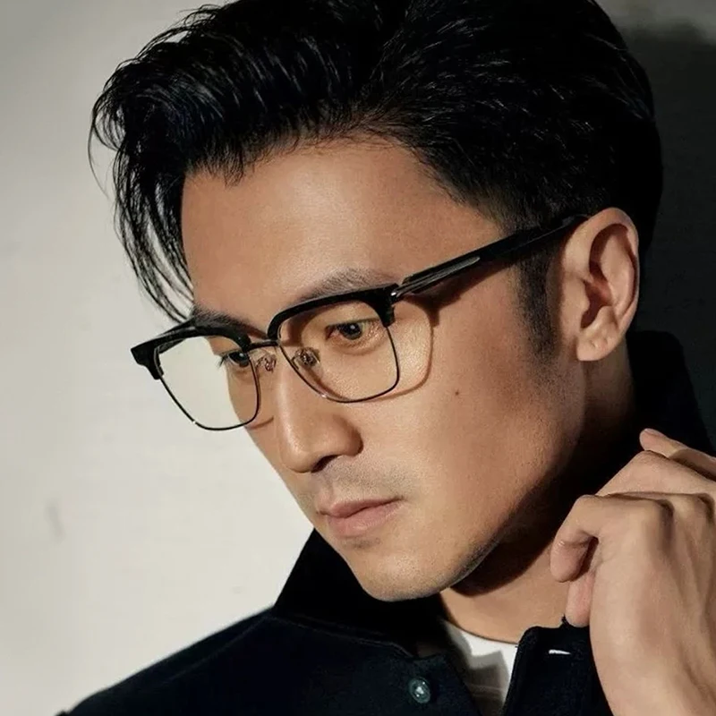 Big Face Square Handmade Vintage Glasses Frame Men's Women Fashion Design Eyeglasses Acetate Titanium Business Spectacles Frames