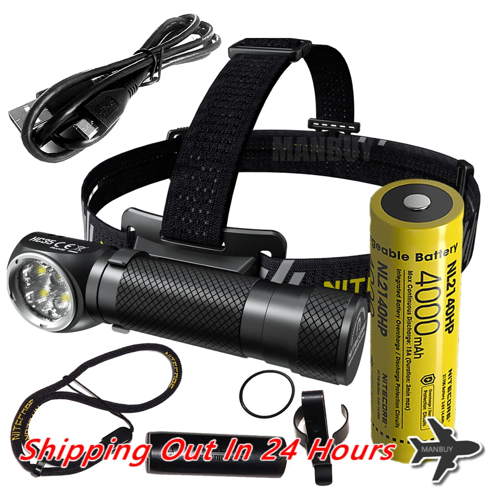 Nitecore 2700 LMs HC35 Rechargeable 4 X CREE XP-G3 S3 LED Headlamp + 4000mAh Battery Flashlight For Camping Travel Wholesale