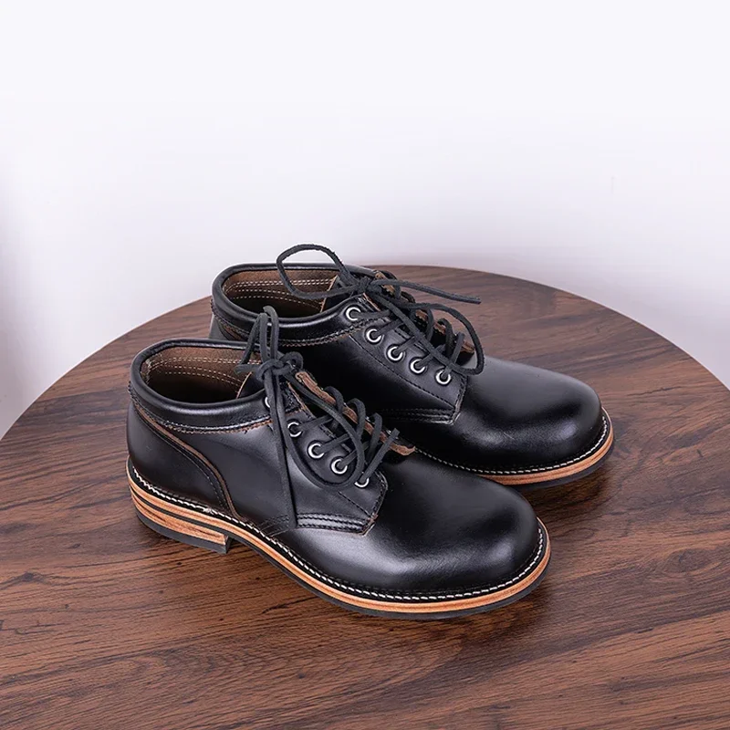 Buty robocze Goodyear ze skóry bydlęcej Black Tea Core Męskie, odporne na zużycie, z okrągłym noskiem, koronkowe, krótkie rurki Męskie buty robocze z wysoką cholewką