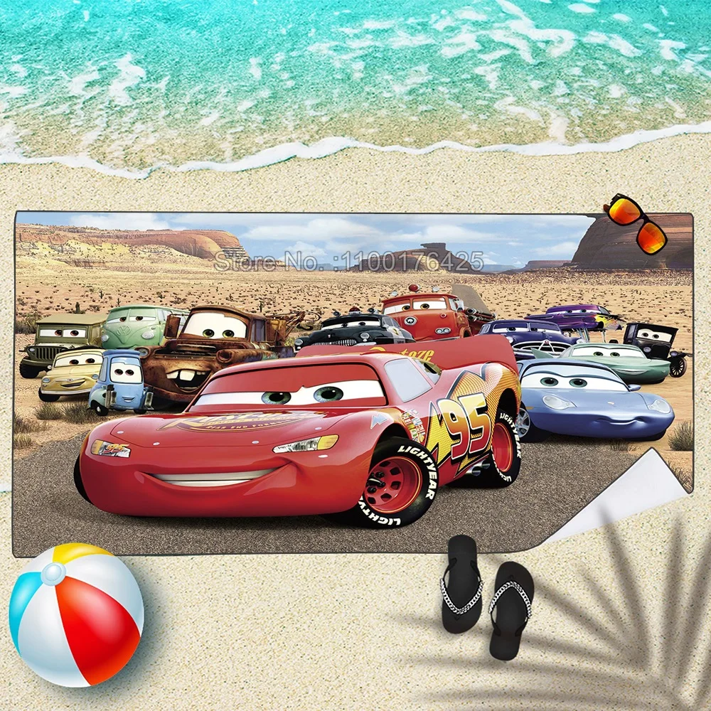 Anime Cars Lightning McQueen Bath Towels Microfiber Beach Swimming Towel Decor for Adults Kids Gift 75x150cm Shower Washcloth