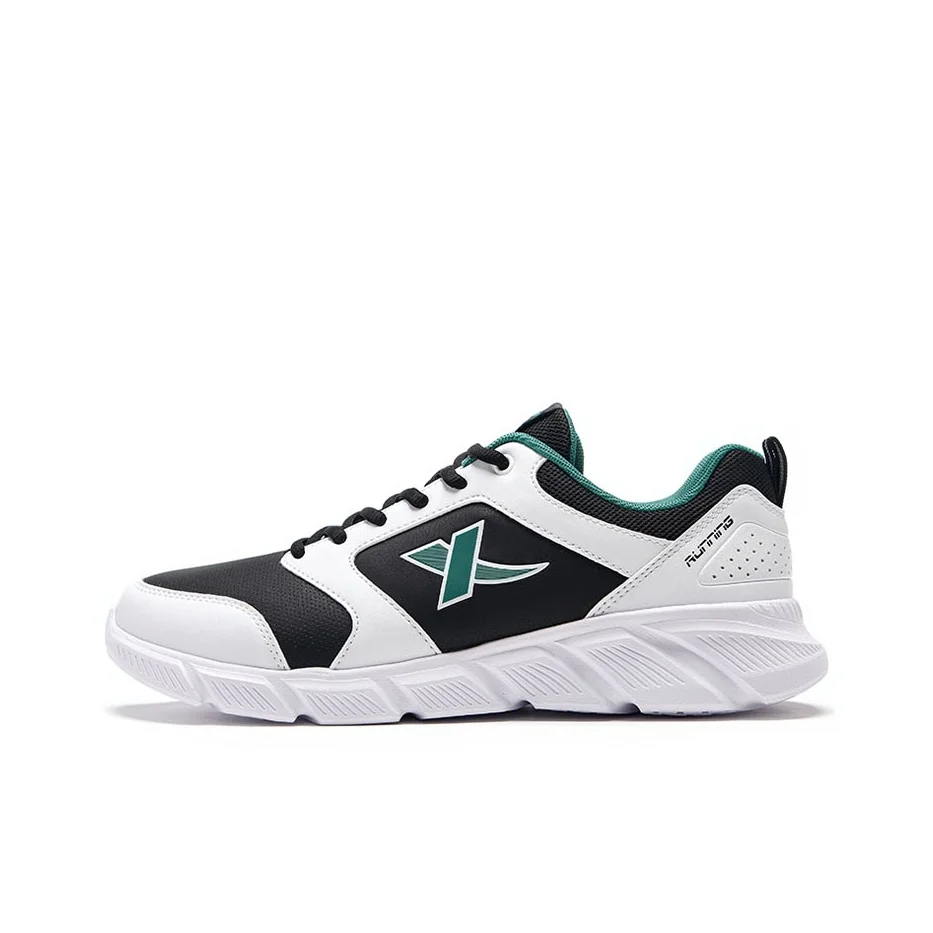 XTEP Cushioning Slip Resistant Abrasion Resistant Low top Running Shoes Men's Black White Green 880219115039