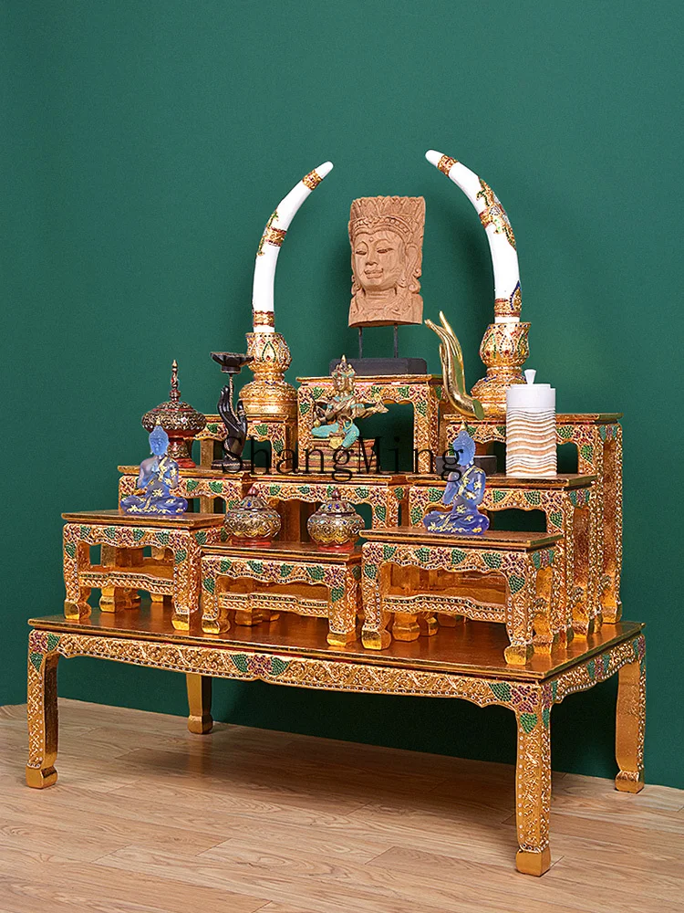CLhousehold niche offering Taiwan incense case table eight-piece set, middle hall Chinese Buddhist platform